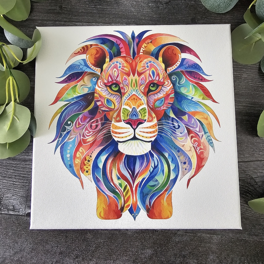 Colorful Lion Canvas Art